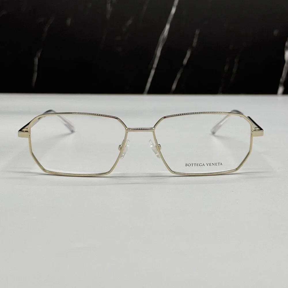 NEW BOTTEGA VENETA BV1073O 002 SQUARE GOLD UNISEX EYEGLASSES